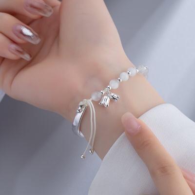 Nowy kwiat Linglan kocie oko kamień pół bransoletka bransoletka, wszechstronna bransoletka damska w stylu Retro, bransoletka tkacka prezent