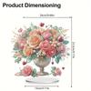 2D/Flat Rose Vase DIY Diamond Painting Desktop Decorations Double-Sided Printed Single-Side Drill for Home Office Desktop Decor