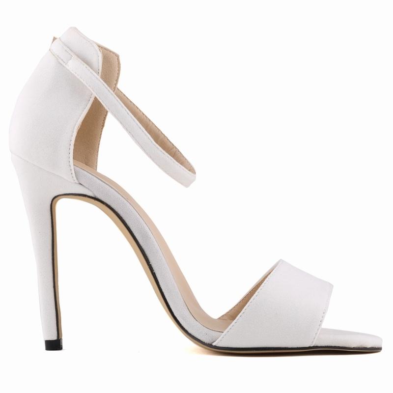 

Women Sandals Stilettos Summer Open Toe High Heels Velvet Black Elegant Woman Buckle Sexy Pumps Party Wedding Shoes 35 белый