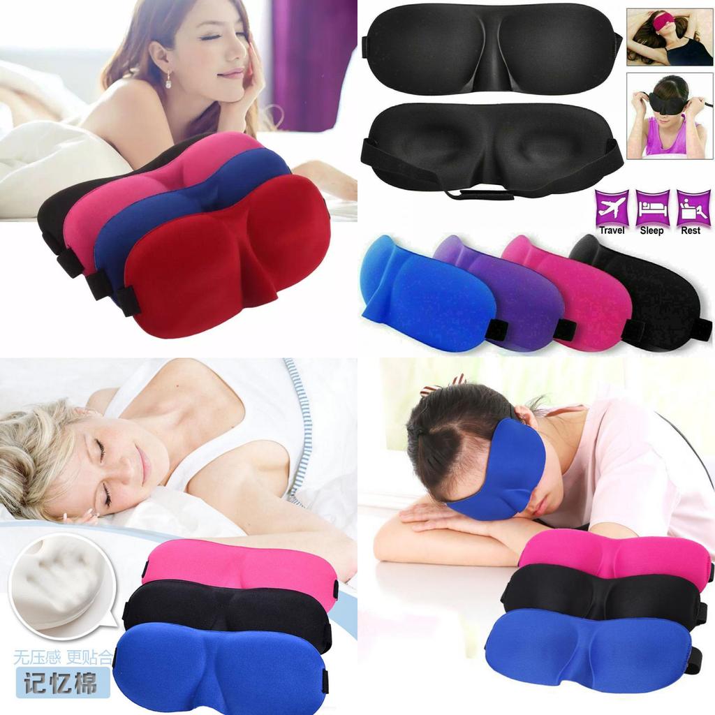 3d Mask Eye Luxury Black Reusable Relaxing Night Travel Sleep Sleeping Blackout