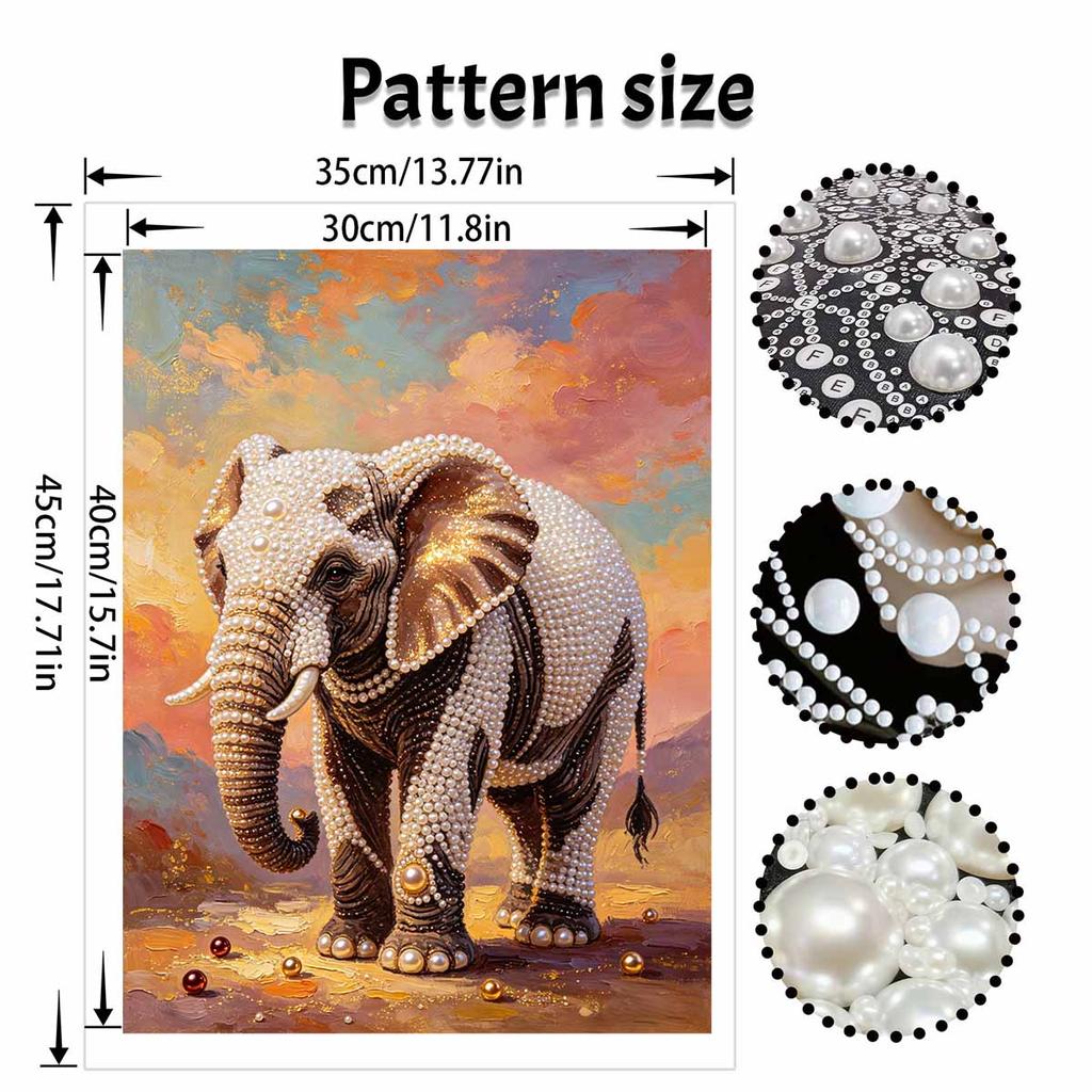 Pearl Painting DIY Kit Frameless Elephant Canvas Shiny Bead Art Creative Craft Home Decor Bedroom Living Room Gift Idea