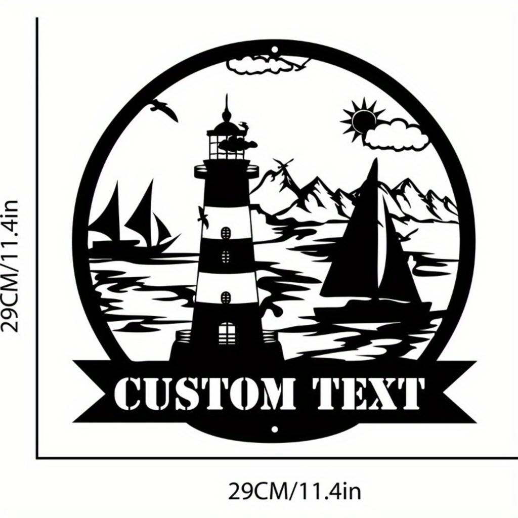 Custom Personalized Lighthouse Metal Sign Nautical Wall Art Indoor Monogram Decor