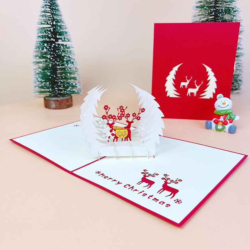 3D Christmas Tree Greeting Card for New Year - Festive Blessings for Friends