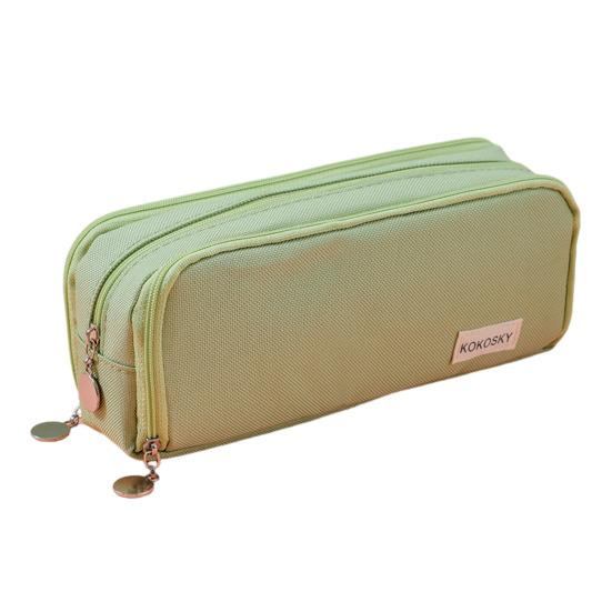 Large Capacity Canvas Pencil Case with Zipper Closure Multi Layer Pen Holder Pouch Stationery Organizer