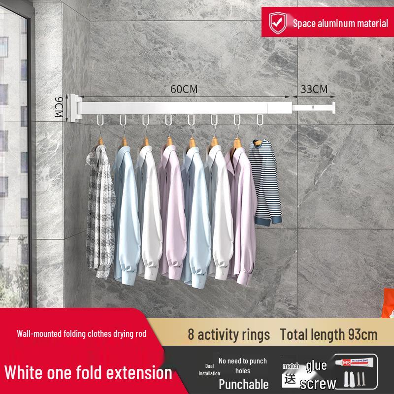 Wall-Mounted Telescopic Folding Clothes Drying Rack for Indoor/Outdoor Use