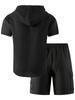 Men's Casual Summer American Style Hooded Short Sleeve Shirt & Shorts Set