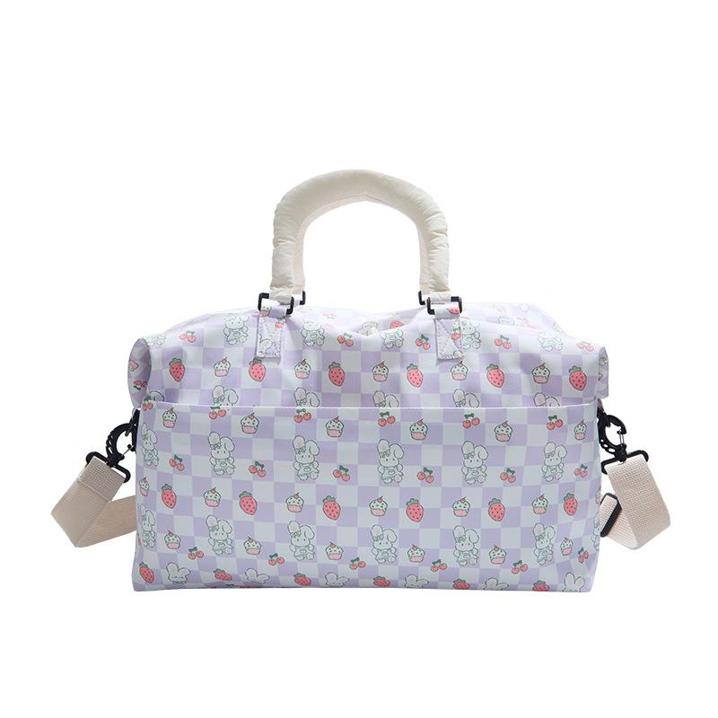 Cute cartoon travel bag commuter large capacity shoulder fashion messenger bag waterproof hanging rod fitness bag