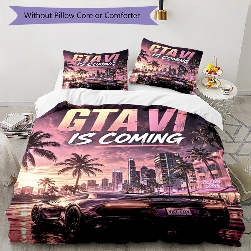 3pcs GTA 6 Bedding Set Duvet Cover Closure Includes 1 Duvet Cover & 2 Pillowcases, Soft and Comfortable for All Seasons.