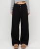 Chambros Women'S One-Pleat Wide Cotton Denim Pants [Black]