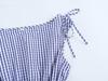 2025 Spring Women's European & American Style Striped Tie-Up Ruched Waist Top