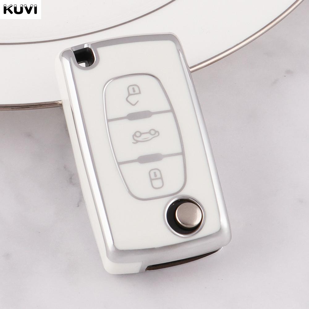 TPU Etui Klapka Pokrowiec na Kluczyk Samochodowy Dla Citroen C2 C3 C4 C5 C6 Xsara Berlingo Dla Peugeot 207 307 308 407 607 807 Ochraniacz Brelok