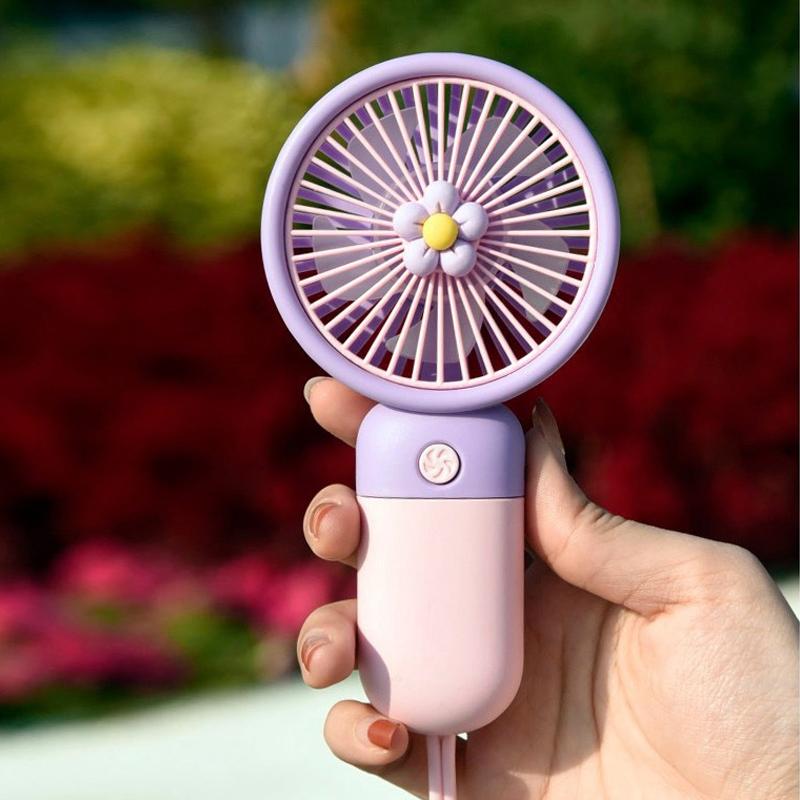 Usb Rechargeable Portable Handheld Fan – Cute Plastic Design, Dual Use (Handheld/Stand), Summer Cooling Fan For Kids & Adults