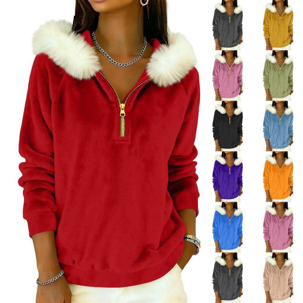 Dam Lös Och Bekväm Casual Mode Halvdragkedja Hoodie Långärmad Topp