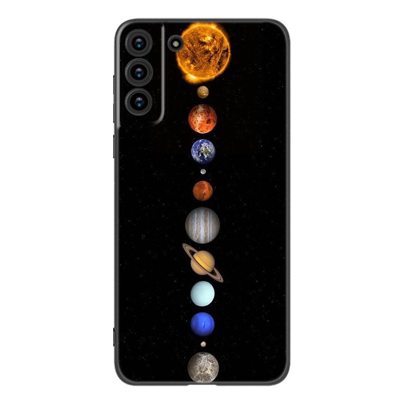 Husa de telefon din silicon Moon Stars Space Astronaut negru pentru Samsung Galaxy S23 S21 S20 FE S24 S22 Ultra S10E S10 S9 S8 Plus