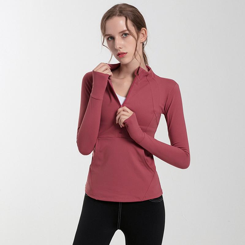 Women Long Sleeves Sports Running Shirt Breathable Gym Workout Top Women Yoga Jackets With Zipper