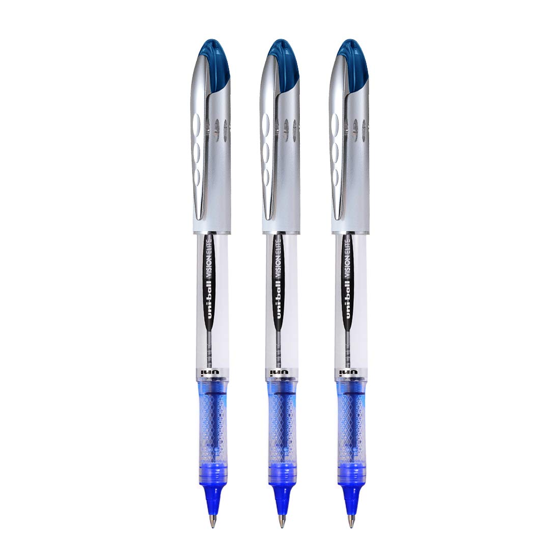 

UNI-BALL Vision Elite Roller Pen Set Pack of 3 Blue Smooth Writing Pens for Office Home & School