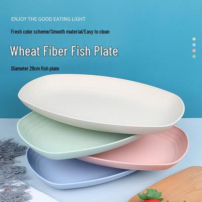 Conjunto de Jantar de Palha de Trigo Ecológico: Prato Oval de Peixe, Travessa Retangular para Cozinhar a Vapor, Prato para Bolinhos e Prato de Jantar Espessado.