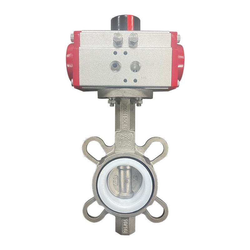 AT PTFE Sealed D671X-10P Pneumatic 304 Stainless Steel Wafer Butterfly Valve