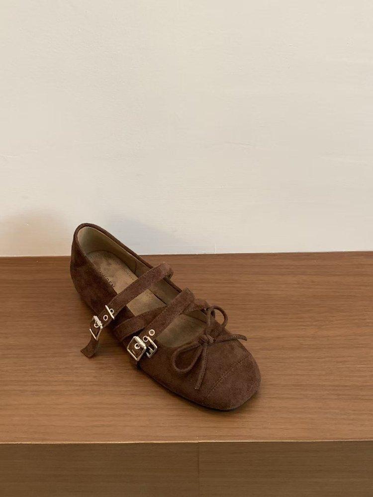 Inner height increase retro round head leopard print single shoes women's autumn niche design French Mary Jane women's shoes ballet shoes