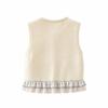 Girls' Open Front Sleeveless Vest with and Lace Trim