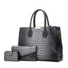 2025 Stor Kapacitet Krokodilmönster Axel- & Crossbody Tote Bag: Europeisk-amerikansk tredelad uppsättning