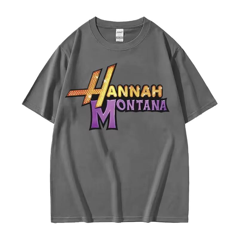 Y2K T-Shirt Streetwear Sommer Hannah Montana Logo T-Shirt Unisex Damen Lässig Kurzarm T-Shirt Unisex Mode Ästhetik Trend