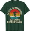 Skiing is Importanter Than School Funny Retro Sunset Graphic Tee Unisex Casual TShirt