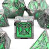7 stk grønn sølv doble sverd metallterninger Solid polyedrisk terningsett egnet for rollespill RPG-brettspill