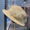 French sun hat mesh flower sun hat British flat top straw hat sun protection sun shade beach hat fashion hat top hat