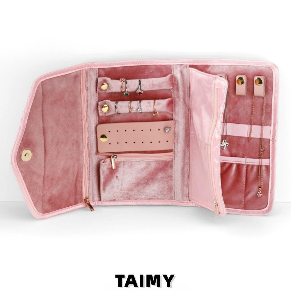 Custom Logo Luxury Velvet Jewelry Pouch Portable Foldable Travel Jewelry Organizer Bag Multi-compartment Jewelry Bag