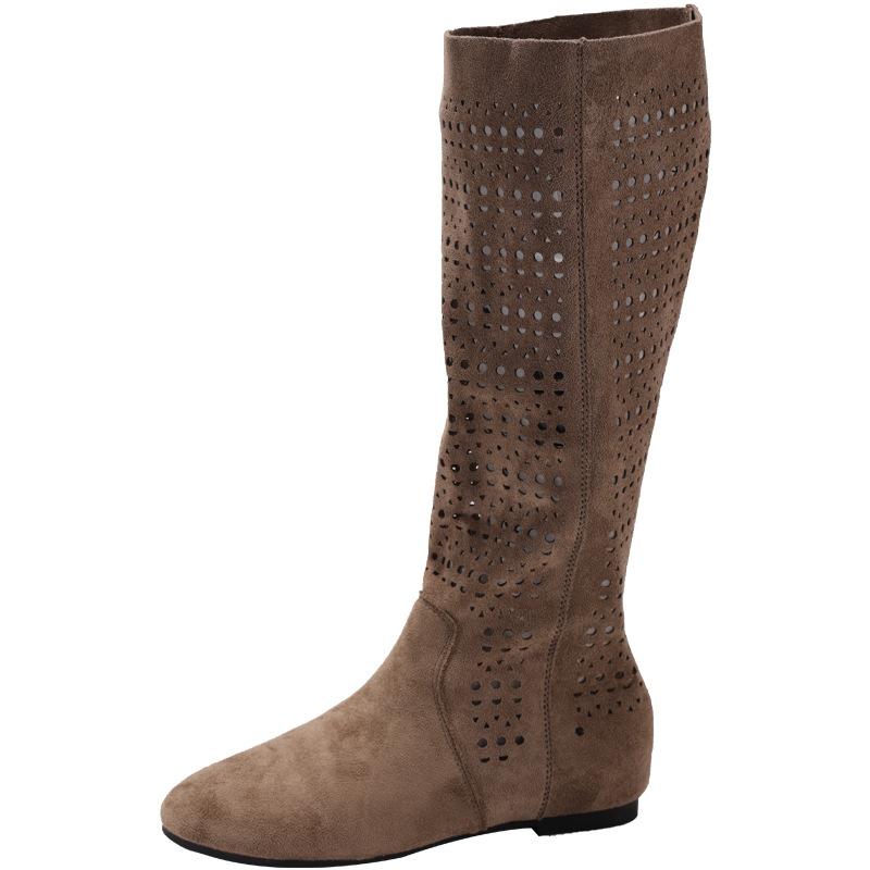 Håliga stövlar dam nya mångsidiga högklackade med inbyggd höjning mode stövlar men knähöga riddarstövlar