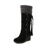 New Slope Heel Warm Snow Boots Comfortable Casual Women's Shoes Winter Cross Strap Fashionable Frosted Boots