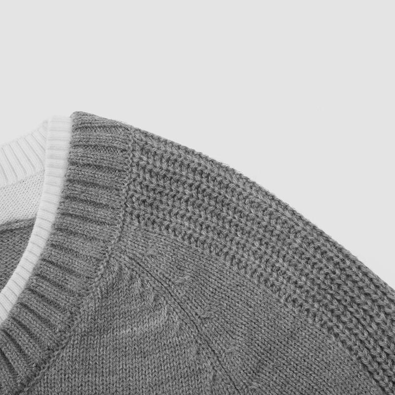 Semir Men's Winter Faux Two-Piece Round Neck Patchwork Knit Sweater