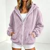 Women's Color Hooded Zip-Up Jacket with, Loose Fit Long Sleeve Casual Warm Coat