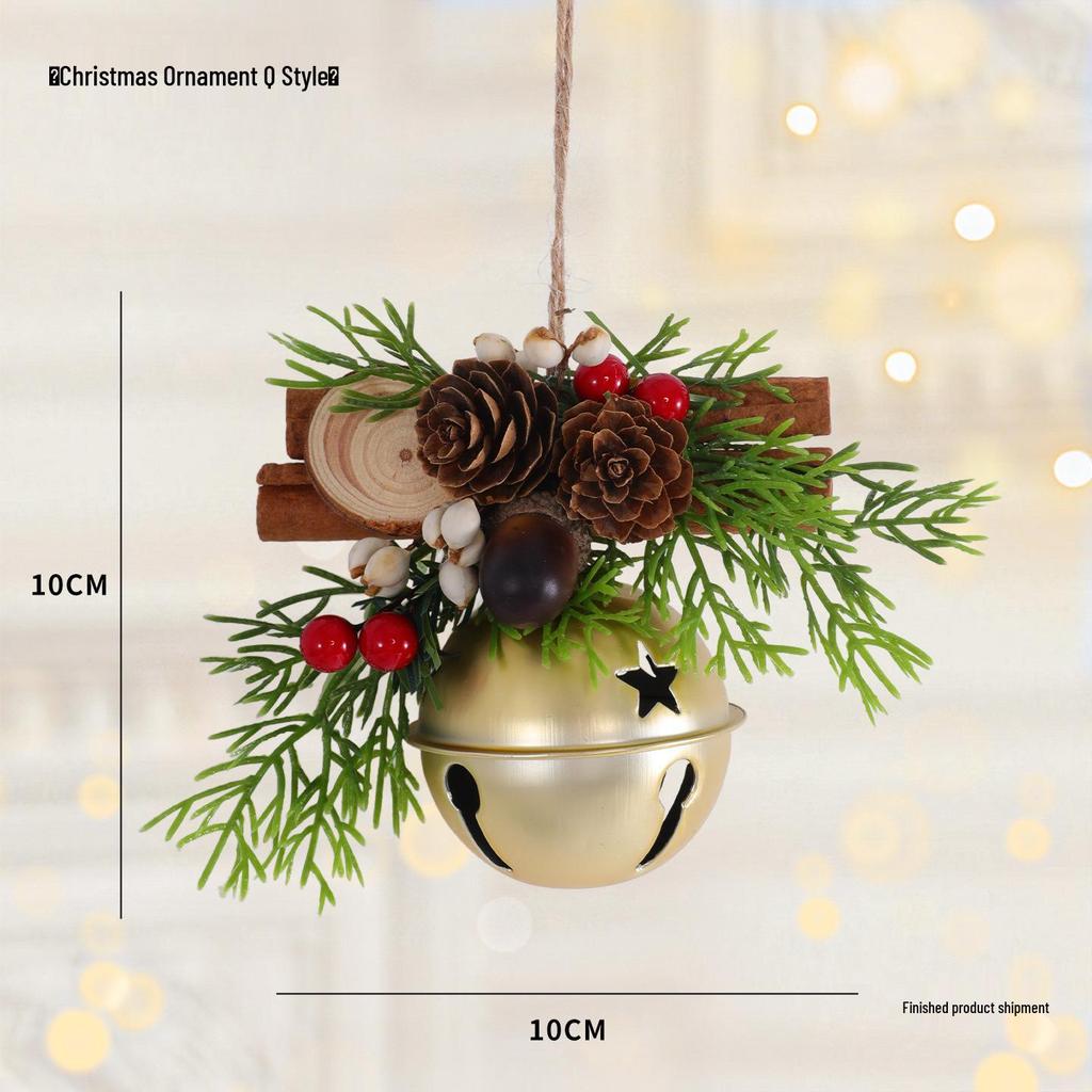 Christmas Wreath with Pine Cones & Bells for Door, Wall, or Window Decoration