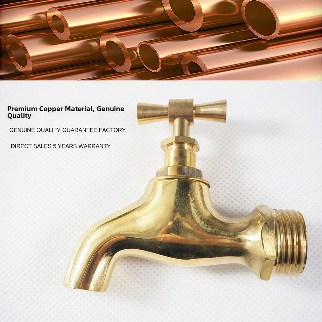 1PC Brass Faucet G1/2' Automatic Slow Open with Faucet Outdoor Anti-freeze Crack Single Cold Faucet for Washing Machine Mop