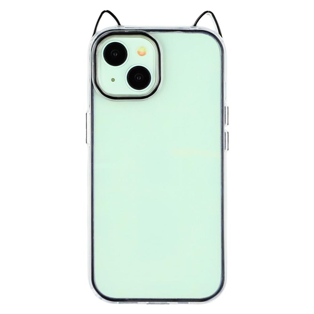 For iPhone 14 Case Cat Ear Design TPU + Acrylic Clear Phone Back Cover