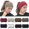 Women Ponytail Beanie Stretch Warm Winter Hat Knitted Crochet Beanies for Messy Bun