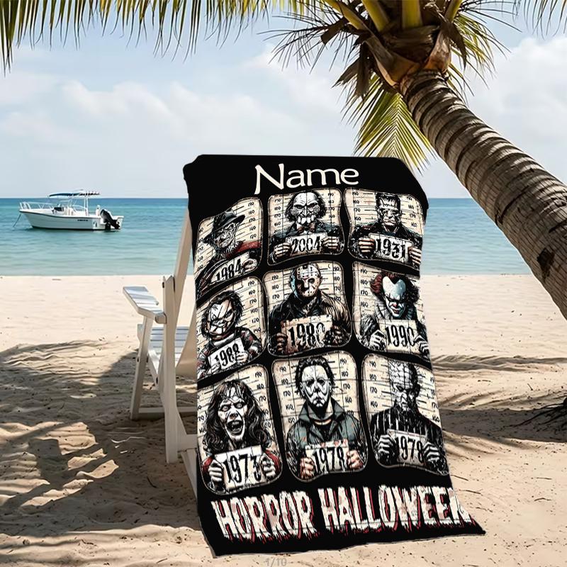 Customizable personalized beach towels Horror movies themed designs.Suitable for the beach, yoga, sports;ideal as beach accessories