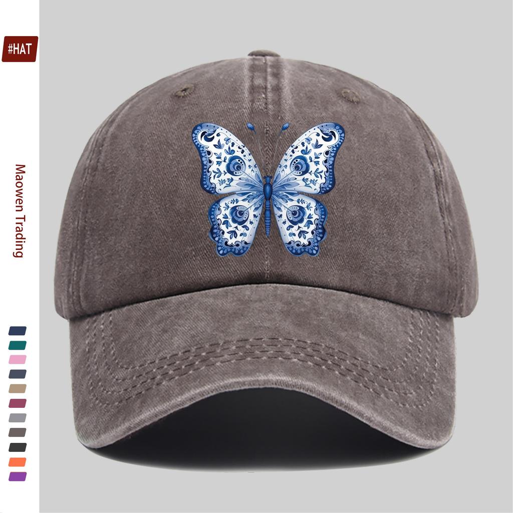 pc Blue Butterfly Print Baseball Cap Casual Design Sun Hat Comfortable Lightweight Papa Hat Truck Driver Sun Hat Adjustable