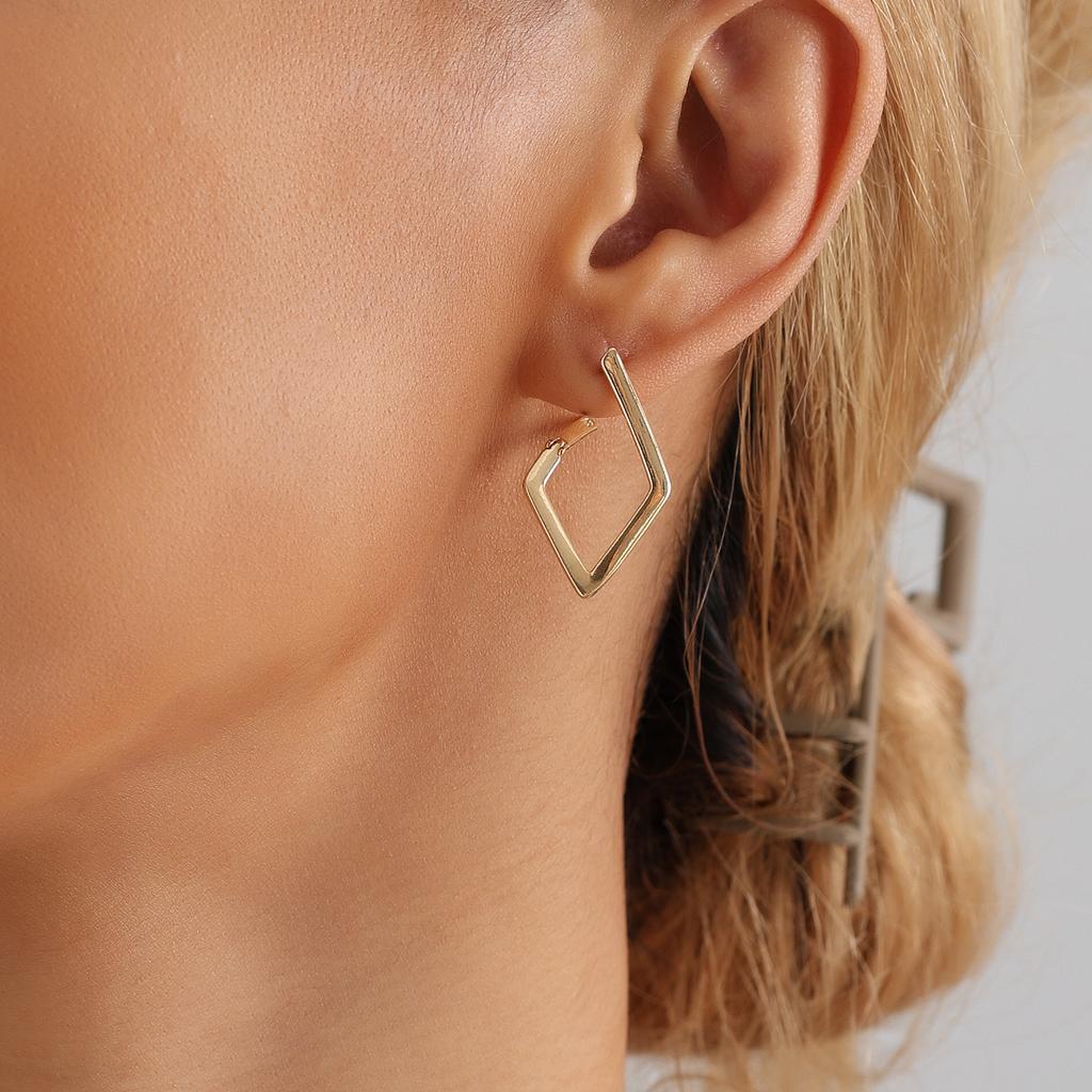 Cross-Border Jewelry, Korean Version Of Women'S Earrings, Simple Geometric Quadrilateral Design Studs, Niche Rhombus Earrings