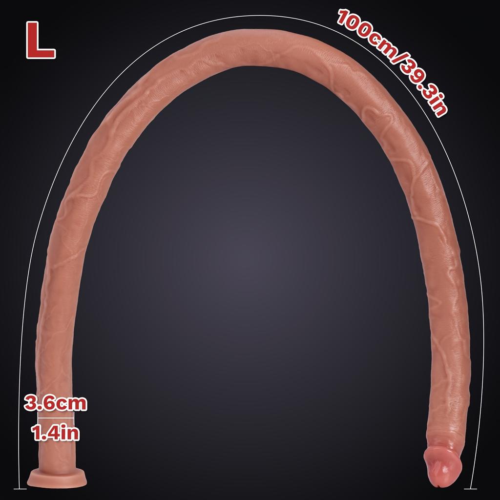 39.3'' Extra Long Silicone Dildo, Huge & Thick Realistic Design, Small Glans, Soft Flexible Skin-Like Texture, Strong Suction Cup, Hands-Free