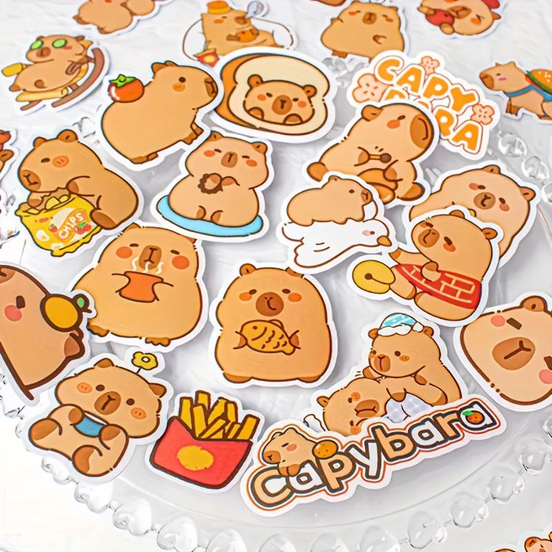 50pcs Capybara Cartoon Stickers Adorable Brown Capybara Self-Adhesive Decals Luggage Phones Mugs and Cars Scrapbooking Stickers