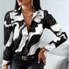Autumn and Winter Women's Long-sleeved V-neck Colour Blocking Vintage Style Shirt Blouse Tops
