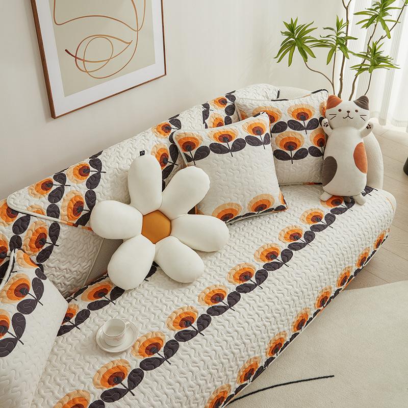 

INS Cartoon Cotton Sofa Cushion Non-Slip Four Seasons Universal Cute Simple Sofa Cover Towel JUEoth 70*70cm