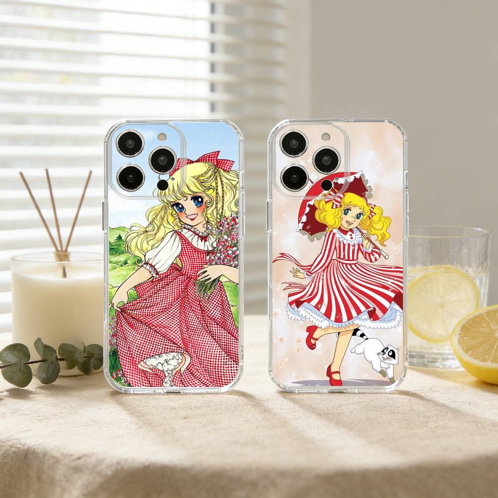 Candy 90s Anime Phone Case For iPhone 17 16 15 14 13 12 11 Mini Pro Max Plus Transparent Cover