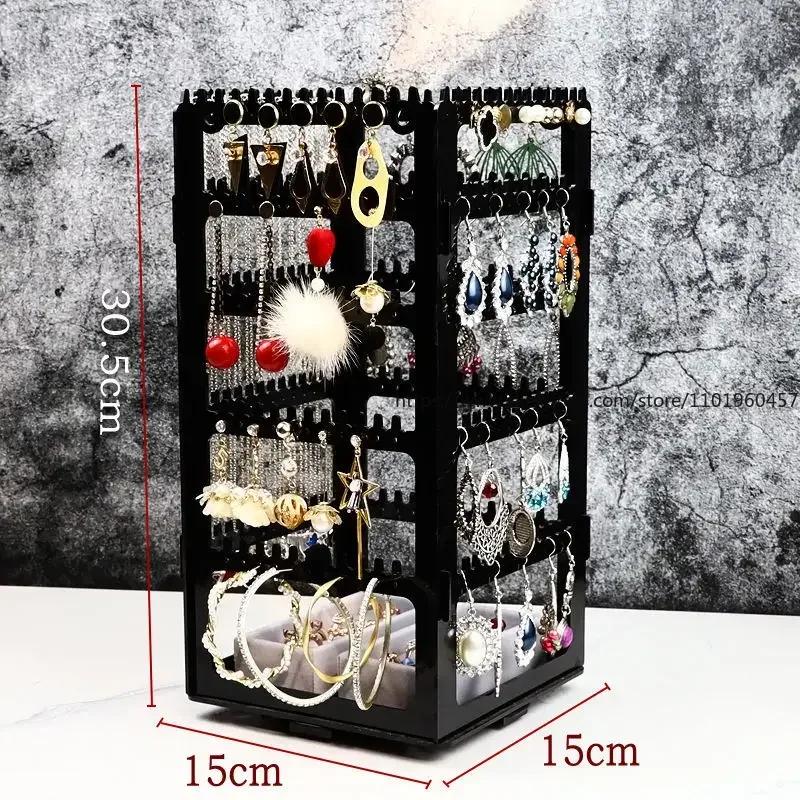 Detachable Rotating Jewelry Storage Box, Earring Display Stand, Bracelet Organizer, Necklace Rack, 360 Degree
