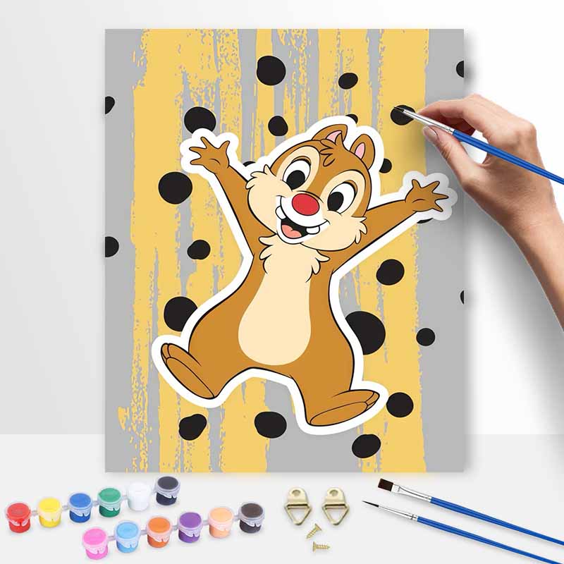 Disney Chip n Dale Oil Painting Kit Home Bedroom Wall Decor Handmade Gift 20x30cm