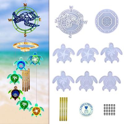 Sea?? for Turtle Glossy Silicone Mold Wall-mounted Wind Chime Mold DIY Keychain Pendant Jewelry Epoxy Resin Crafting Mol