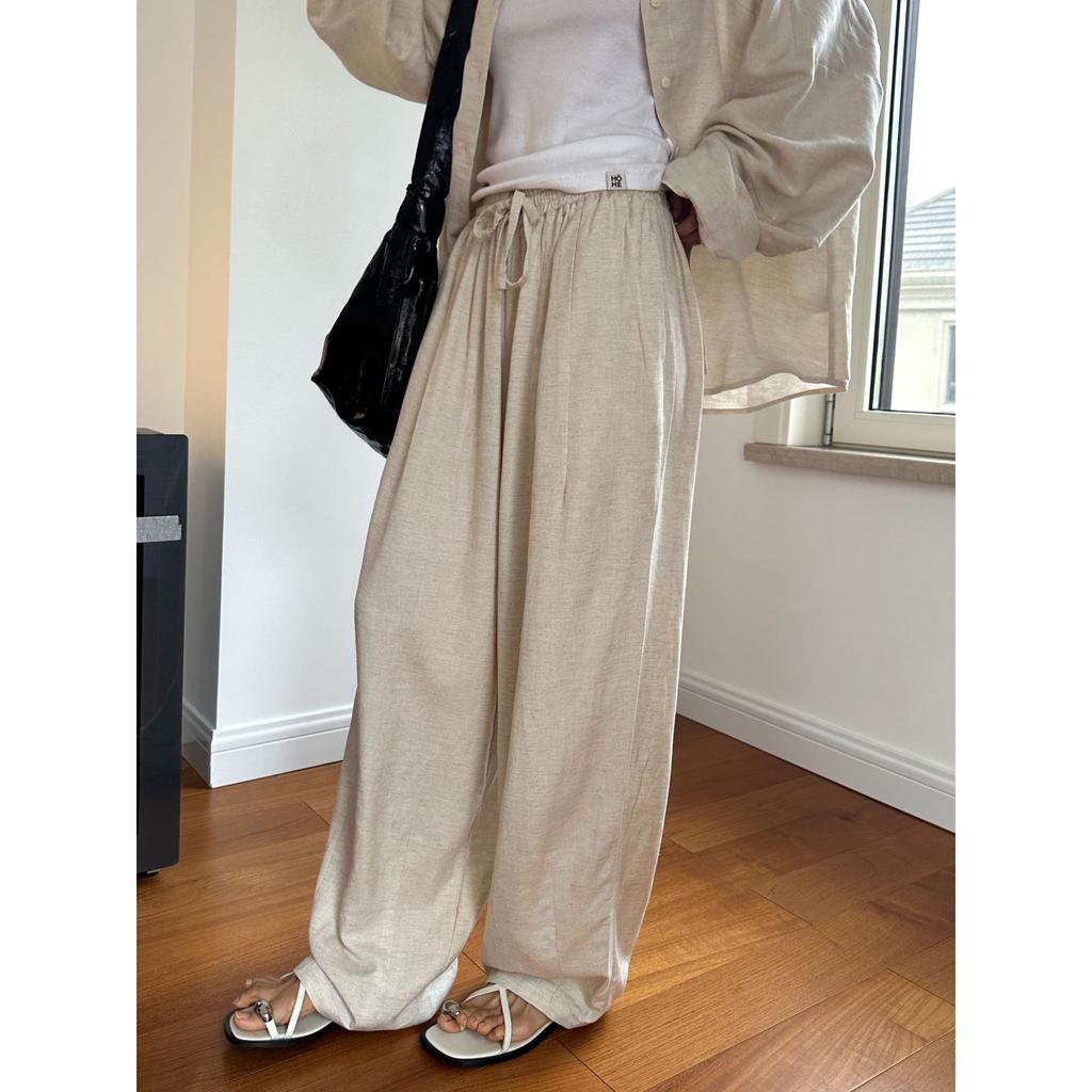 Johnature Letní japonské líné kalhoty dámské volné pohodlné prodyšné ležérní široké nohavice plné délky